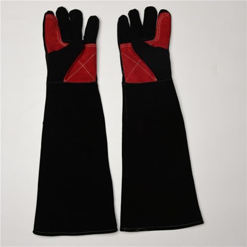 Leather Welding Gloves, Heat Resistant Cowhide Work Gloves for BBQ Fireplace Gardening Camping Animal Handling - size: 18 Inch