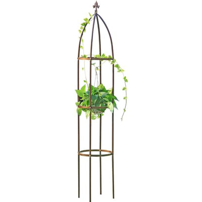 100% Metal Garden Obelisk Trellis Heavy Duty 6.3 ft Tall for Climbing Vines - color: Bronze, size: Large
