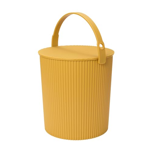 Hachiman Extra Large Bucket, 5.3 Gallon Heavy Duty Bucket with Lid & Handle - color: Mustard, size: Extra Large