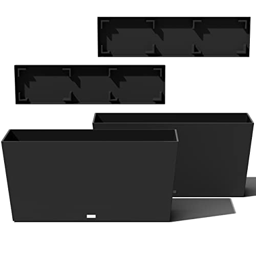 Veradek Pure Series Midori Planter & Drip Tray - Wide Outdoor Planter Set - color: Black, size: 39 inch - 2 pack with saucers