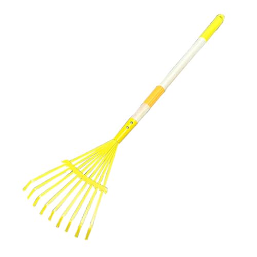 Xiando Kids Leaf Rake-Small Wooden Handle Leaf Rake with Metal Tines, 27inches /69cm Length, for Kids Enjoy Garden Cleaning Activities (Yellow) - color: Yellow