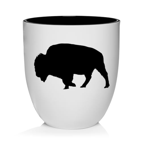 MIP Ceramic Planter Plant Pot with Plastic Liner Gift Buffalo (White) - color: White