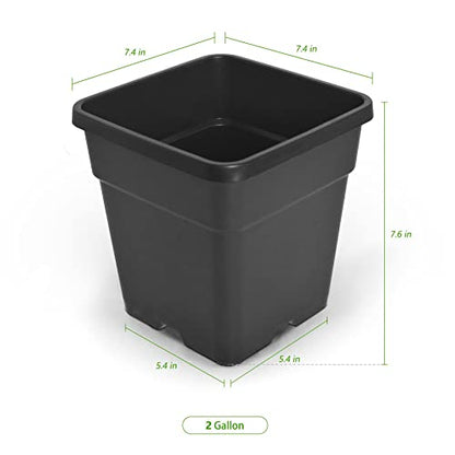 HOSTIC 1.4 Gallon Square Nursery Pots Flexible Plastic Pots for Plants Gallon Pot with Drainage Holes 10 Pcs - color: Black, size: 2 Gallon-10Pcs