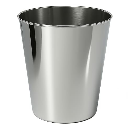 happimess Nolan 2 Gal Smooth Steel Wastebasket, Polished Steel - color: Polished Steel, size: Set of 1