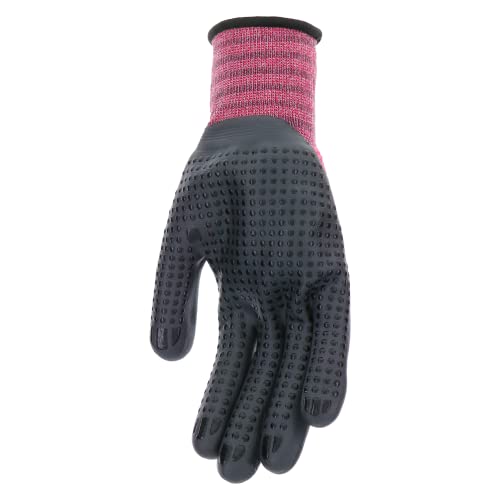 Mud Grip Women's Nylon Seamless Knit Shell Water Resistant Dotted Nitrile Palm Gardening Gloves - color: Pink, size: Medium/Large (Pack of 1)
