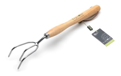 Burgon & Ball Mid-Handled Stainless Steel Claw Cultivator, Wood Grip