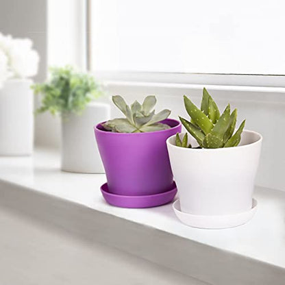 TDHDIKE 10 Pcs Plastic Planters Indoor Flower Plant Pots (Purple) - color: Purple