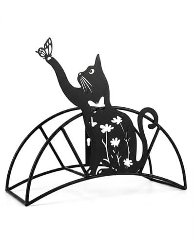 Cat Butterfly Garden Hose Holder Metal Wall Mount Heavy Duty Hanger125'5/8" - color: Funny Butterfly Cat