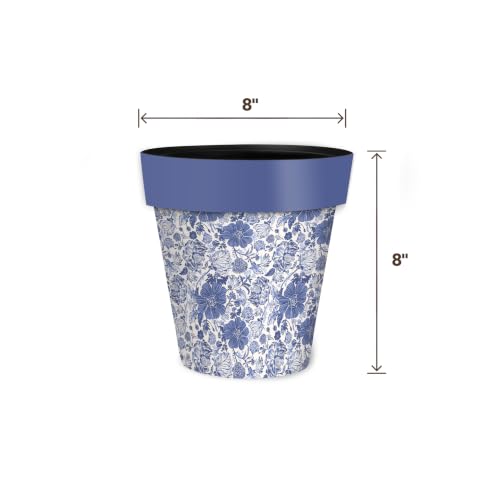 Briarwood Lane Everyday Planter 8.5" x 8.5" x 8.5" Blue and White Floral Small Planter - color: B W Floral, size: Small
