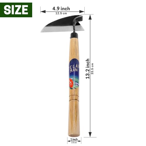 Japanese-Style Weeding Sickle/Hand Hoe, Sickle Garden Hand Weeder Tool with All Steel Blade for Cutting Grass, Digging, Soil loosening - color: W-Sickle