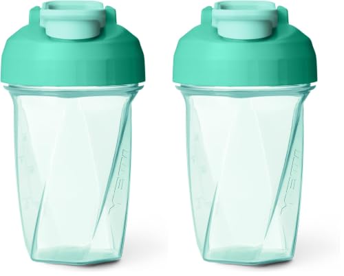 YETI Yonder Helimix Vortex Blender Shaker Bottle Holds up to 20oz | No Blending Ball or Whisk | USA Made | Portable Pre Workout Whey Protein Drink Shaker Cup | Dishwasher Safe, Seafoam (Pack of 2) - color: Seafoam, size: 20 Ounces (Pack of 2)