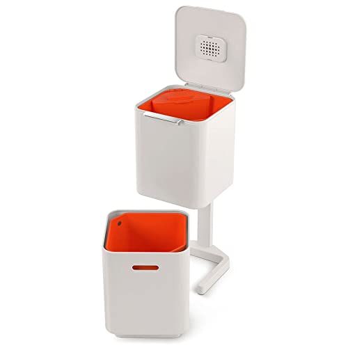Joseph Joseph Totem Compact 40 liter/10.5 Gallon Waste Separation and Recycling Kitchen Trash Bin with Odor Filter and Removable Food Waste Caddy, Stone - color: Stone, size: 40L