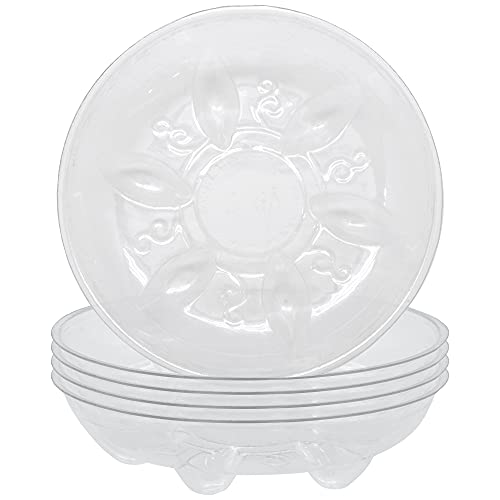 Arcadia Garden Products PS16 6" Heavy Duty Clear Plastic Saucer (Pack of 5), 6, Transparent - size: 6"