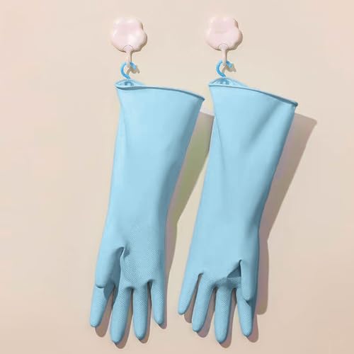 2 Pcs Long Sleeve Dishwashing Gloves, Waterproof Kitchen Cleaning Gloves - color: Blue01, size: Medium