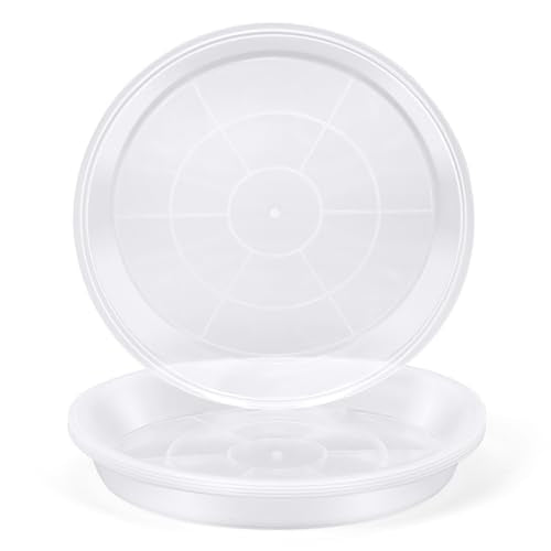 5 Pack 7 Inch Clear Plastic Plant Saucers for Indoors, Durable Plant Trays for Pots and Plant Water Catcher Tray with No Holes, Reusable Plastic Trays for Plants (7''-5Pack) - size: 7''-5Pack