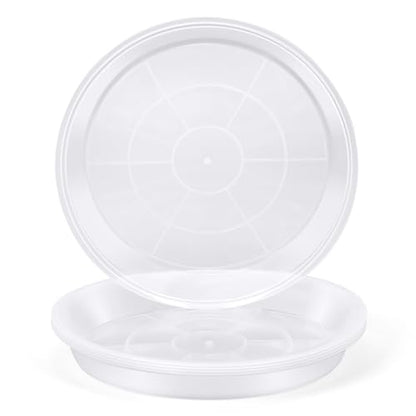 4 Pack 16 17 18 19 20 21 22 Inch Clear Plastic Plant Saucers for Indoors, Durable Plant Trays for Pots and Plant Water Catcher Tray with No Holes, Reusable Plastic Tray for Plant (16''-4Pack) - size: 16''-4Pack