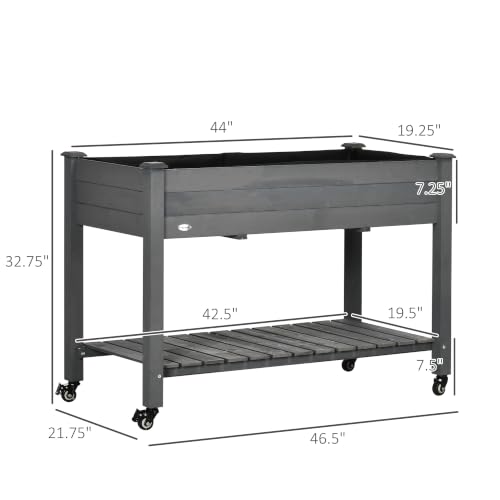 Outsunny Raised Garden Bed Elevated Planter Box 47" x 22" x 33", Dark Gray - color: Dark Gray, size: 47" x 22" x 33"