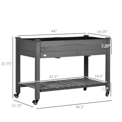 Outsunny Raised Garden Bed Elevated Planter Box 47" x 22" x 33", Dark Gray - color: Dark Gray, size: 47" x 22" x 33"