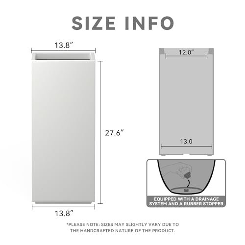 Kante Large Column Square White Concrete Planter 27.6" H, Outdoor - color: Pure White, size: 27.6" H