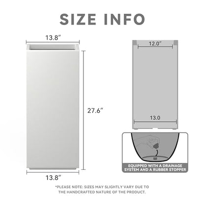 Kante Large Column Square White Concrete Planter 27.6" H, Outdoor - color: Pure White, size: 27.6" H