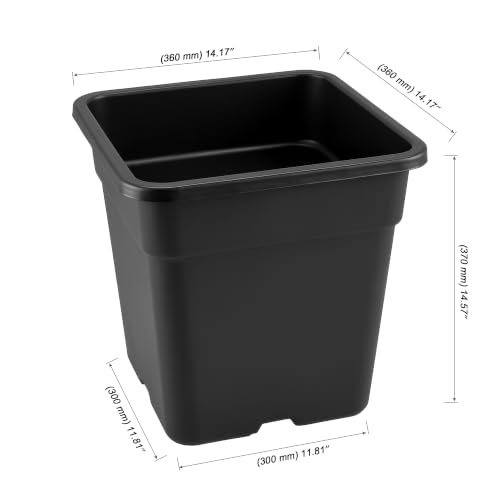 MOUYAT 6 Pack 10 Gallon Large Square Nursery Pots, 14 x 14 Inch Plastic Garden Planter for Planting Flowers, Black - color: Black, size: 6 Pack 10 Gallon