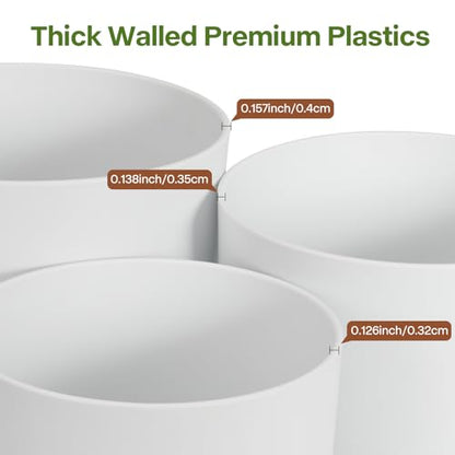 GARDIFE 3 Pack Cylinder Planter Set 10/9/8 Inch White Indoor Plant Pots - color: White-brown
