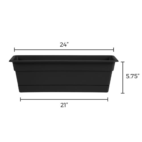 Bloem Dura Cotta 24" Plastic Window Box Planter with Saucer, Black - color: Black, size: 24"