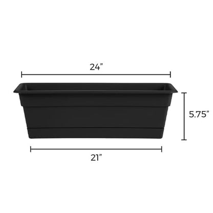 Bloem Dura Cotta 24" Plastic Window Box Planter with Saucer, Black - color: Black, size: 24"