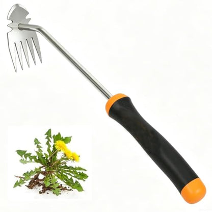 Weed Removal Tool, New Garden Weeding Tools Manganese Steel Hand Weeder Tool with Handle, 5 Teethes Dual Purpose Manual Weeders Tool Weed Tool for Garden (Rubber Handle) - style: Rubber Handle