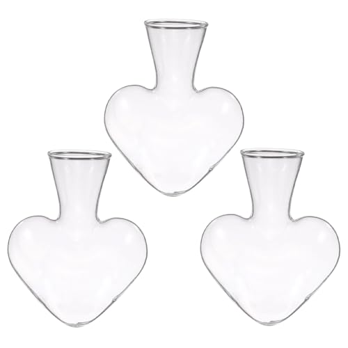 M METERXITY 3-Pack Propagation Vases, Heart-Shaped Glass Propagation Stations for Indoor Plants/Desktop Decor/Home Garden, Plants Terrariums Hydroponic Vases [Clear] - color: Clear