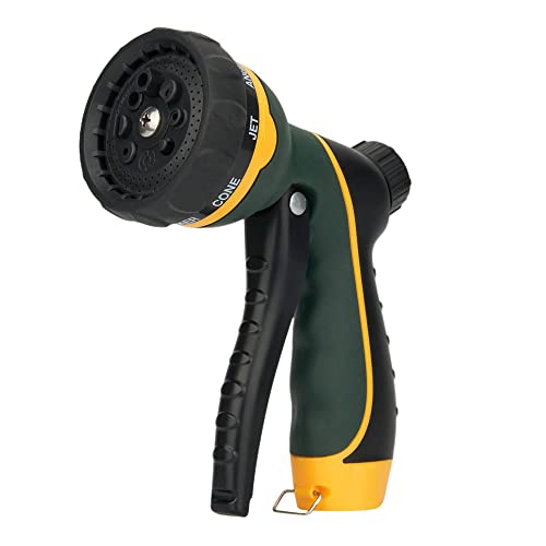 Garden Hose Sprayer Nozzle - Water Spray with 8 Adjustable Patterns, Impact Resistant and Non-Slip for Watering Plants, Pets Bathing and Cleaning,Car Washing (Green) - color: Green