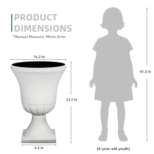 Autodaya 22" Large Urn Outdoor Planters Set of 2, White Terrazzo Plant Pots - color: 22"-urn Planter White