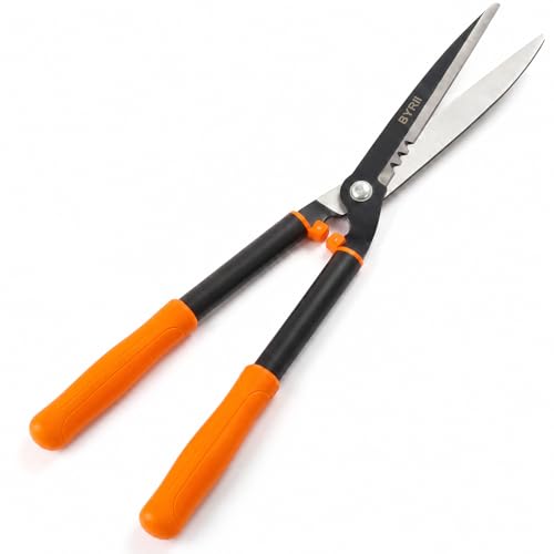 Hedge Shears for Trimming Shrubs - 23.8 Inch Manual Hedge Clippers Handheld with SK5 High Carbon Steel Blades, 59HRC Hard Chrome Plated Gardening Tools, 1.6lbs Lightweight for Women & Seniors