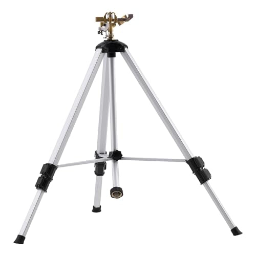 VEVOR Impact Sprinkler on Tripod Base, Heavy Duty Tripod Sprinklers with Brass Head & 3/4" Connector, 360 Degree Large Area Coverage Irrigation Sprinkler, Adjustable Heights for Yard Gray - size: 50", style: 1PC