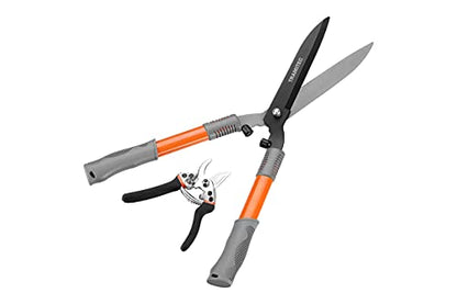 Garden Hedge Shears. Hedge Clippers & Shears SET with Super Pruning Shears. Heavy Duty Garden Clippers for Shaping Bushes Nicely. Hedge Scissors & Shears made with Durable Carbon Steel.