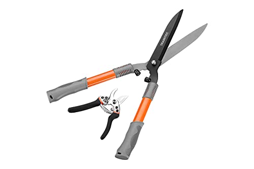 Garden Hedge Shears. Hedge Clippers & Shears SET with Super Pruning Shears. Heavy Duty Garden Clippers for Shaping Bushes Nicely. Hedge Scissors & Shears made with Durable Carbon Steel.