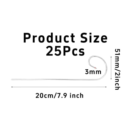 25Pcs Silver Plant Label Hooks, Rustproof Garden Stake Marker Holders, Plant Label Hanger Rods for Flower Pots, Planters, Containers, Support for Plant Signs and Garden Accessories - size: 20cm