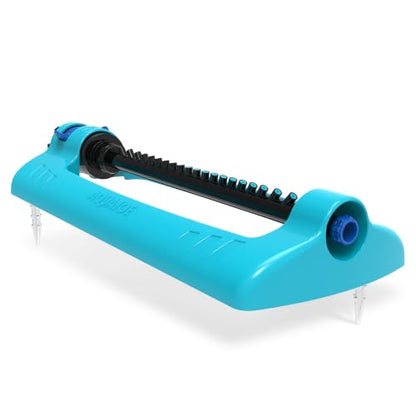 Aqua Joe Oscillating Sprinkler with Metal Ground Spike, Adjustable Spray Position Irrigator for 4000 Sq Ft Coverage Compatible with Garden Hoses