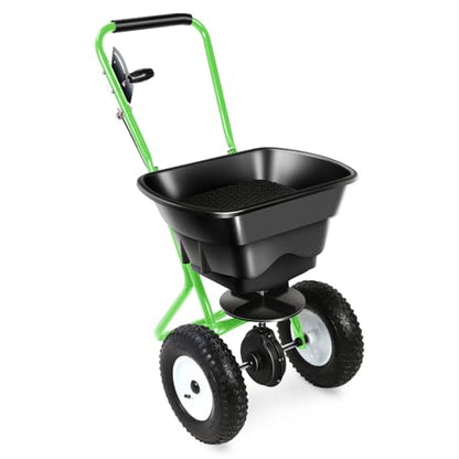 Auto Dynasty 80Lbs Walk-Behind Broadcast Spreader for Ice Melt/Seed, Green - color: Green