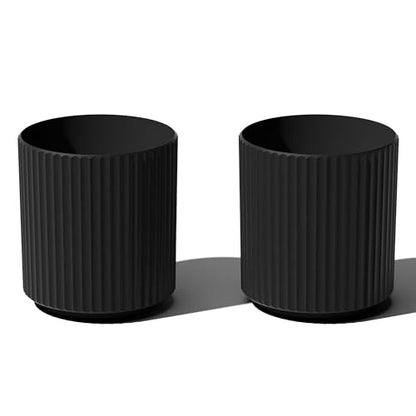 Veradek Demi Series Planter - Large Round Outdoor Planter - color: Black, size: 12 inch - 2 Pack