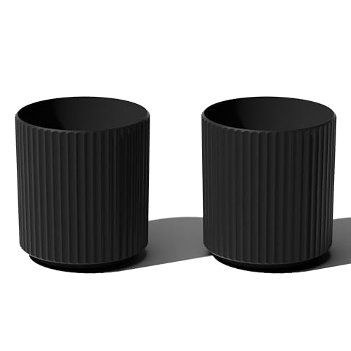 Veradek Demi Series Planter - Large Round Outdoor Planter - color: Black, size: 12 inch - 2 Pack
