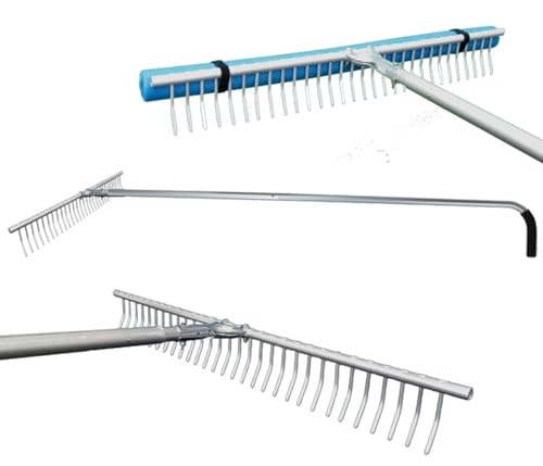 ShoreTech Ultralite Lake Weed Rake – 24" Head with 7ft Lightweight Aluminum Handle – 20 Durable Tines – Quick Release Handle – Includes Rope & Float Kits – for Lakes, Ponds, and Shoreline Cleanup.