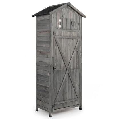 IRONMAX Outdoor Wooden Storage Shed with Folding Table, Grey, 30“x20”x70” - color: Gray