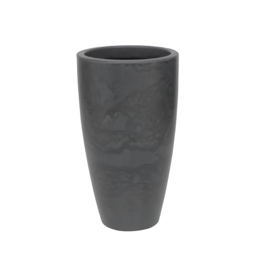 20.9" Tall Planter, Indoor/Outdoor Planter, Eco-Friendly Resin Pot, Black - color: Marbled Black, size: 20.9" H x 11.8" W