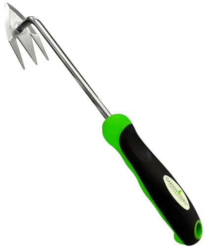 Garden Guru Root Weeder Tool with Ergonomic Handle - Stainless Steel Weed Puller for Planting, Weeding, Flower and Vegetable Care in Lawn Garden Yard | Rust Resistant - size: 1 Pack, style: Root Weeder