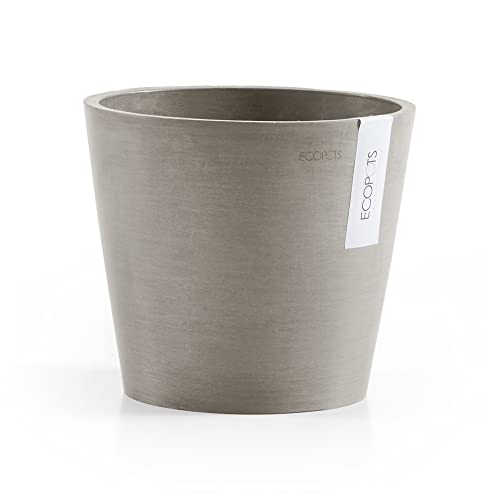 Ecopots Amsterdam Mini Round Flower Planter, Taupe, 7" - color: Taupe, size: 7 Inches