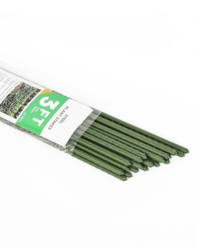 3ft Garden Stakes, Plastic Coated Steel Plant Stakes, 25pcs - size: 3FT
