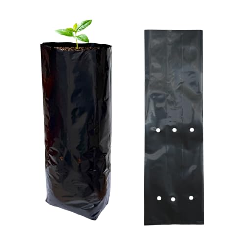 gardtree 100 Pcs Tall Plant Nursery Bags 4.7" x 13.7", Deep Root Plastic Plant Grow Bags Thicken Tree Seedling Pots for Vegetables, Flower, Fruit, Citrus, Nut Trees, Taproot Saplings - size: 4.7"x13.7"/100PCS