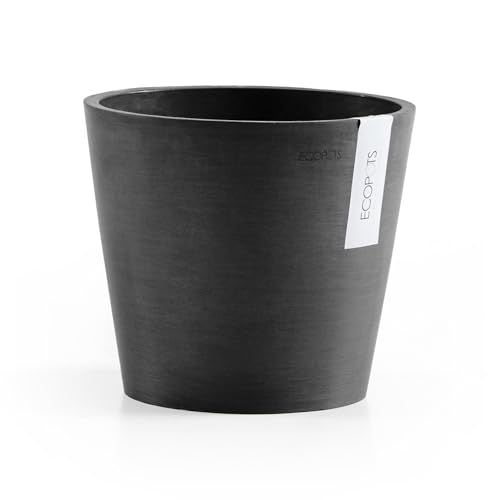Ecopots Amsterdam Round Flower Planter with Water Reservoir, Dark Grey, 8" - color: Dark Grey, size: 8 inches