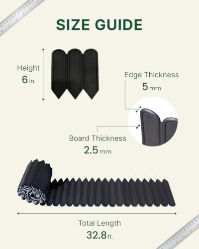DAIM FlexWall Edge Landscape Edging, Garden Edging, Black, 6" x 32.8 ft - size: 6" x 32.8 ft